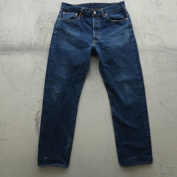 Levi's 501 Jeans Mens Size 34x34(32x31 Actual) Blue Original Straight Button Fly - Picture 1 of 16